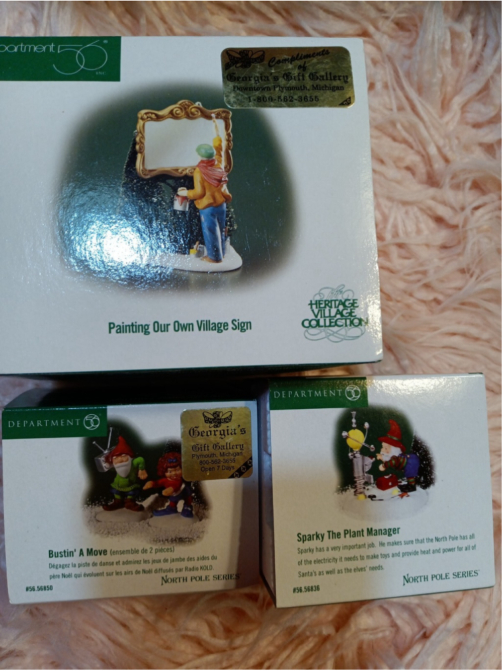Dept 56 Painting Your Own Village Sign, Bustin' A Move & Sparky Plant Manager - Picture 5 of 11